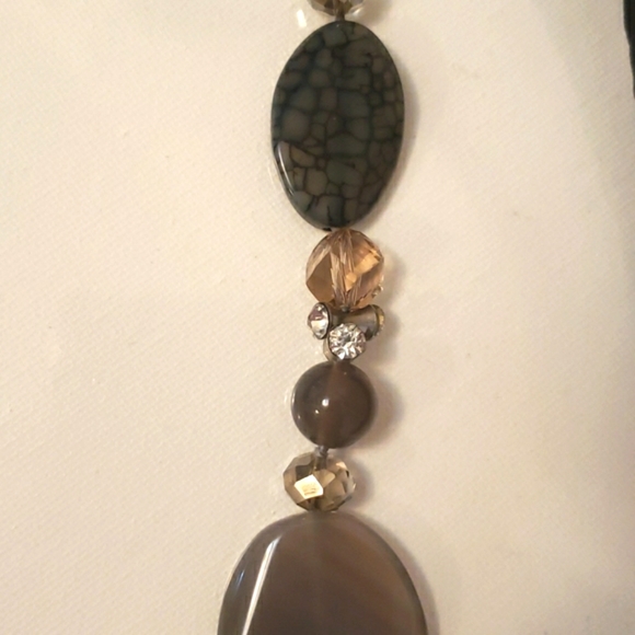 Vintage Agate & Crystal bead Necklace EUC - Picture 9 of 13